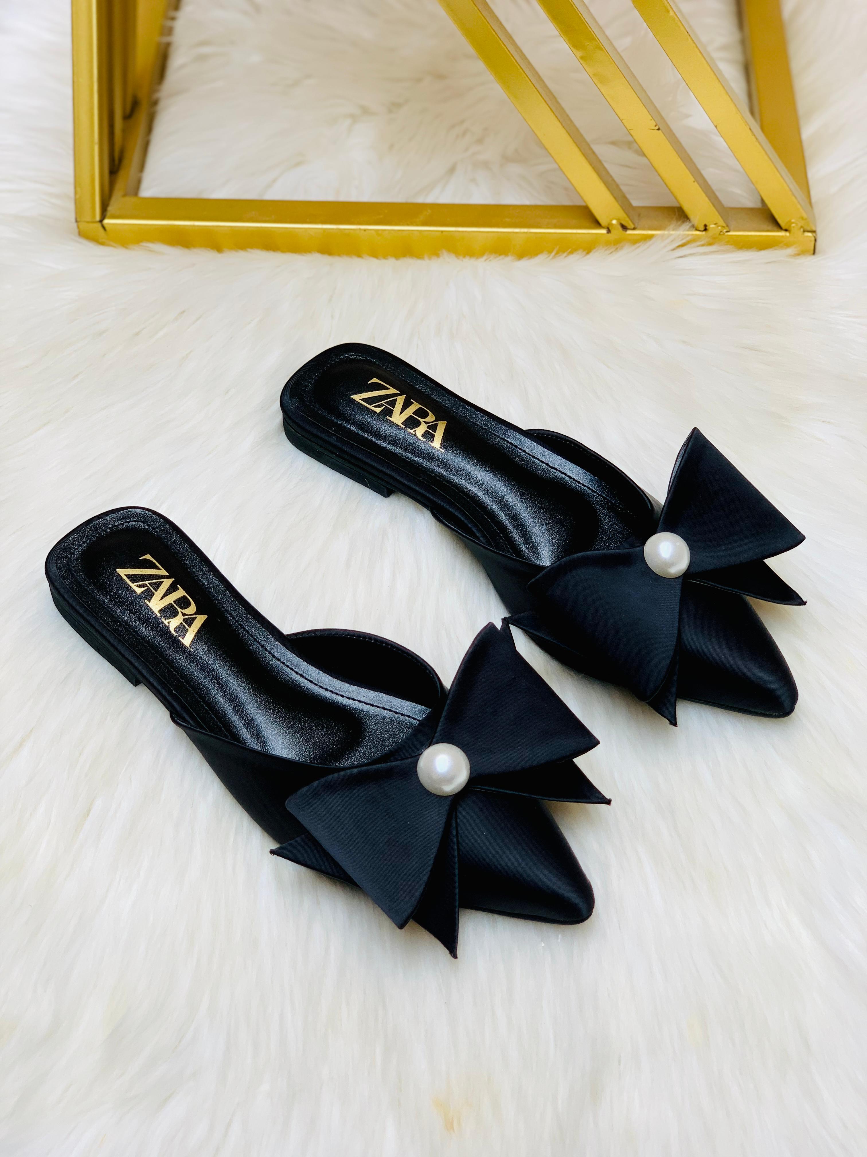 ZARA Pearl Bow Flat Pumps
